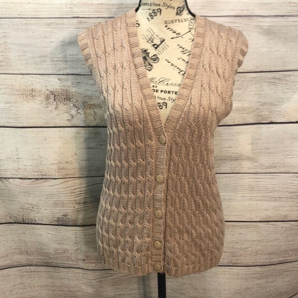 Krizia Maglia Vintage Knit Vest Italy Cable Knit Button Down Size 48/12 - Picture 1 of 10